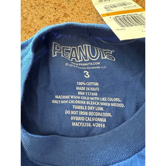 Peanuts Snoopy T-Shirt Kids 3 Blue Crewneck Cartoon Graphic Short Sleeve NWT - Picture 4 of 5